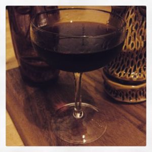 An image of the 1919'36 cocktail submitted by n0tquitethere that contains Gold Rum, Kahlua, Punt e Mes, Allspice Dram and Xocolatl Mole Bitters