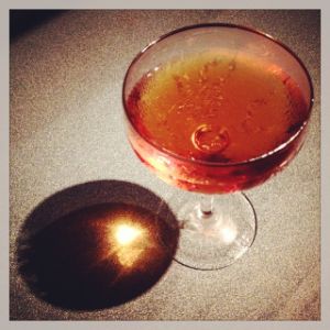 An image of the Adonis cocktail submitted by n0tquitethere that contains Orange, Orange Bitters, Sweet Vermouth and Amontillado Sherry
