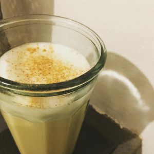 An image of the Apricot Flip cocktail submitted by n0tquitethere that contains Cognac, Apricot Brandy, Simple Syrup, Egg and Nutmeg