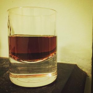 An image of the Attitude Dancing cocktail submitted by n0tquitethere that contains Cognac, Fernet Branca, Kümmel and Water