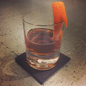 An image of the Bargellino cocktail submitted by n0tquitethere that contains Rye Whiskey, Dry Vermouth, Amaro Montenegro, Maraschino Liqueur and Orange