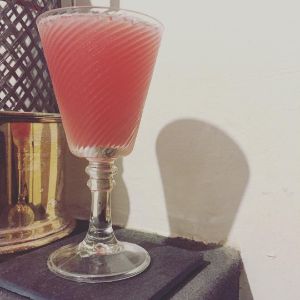An image of the Bella Luna cocktail submitted by n0tquitethere that contains London Dry Gin, St Germain, Crème Yvette, Lemon and Simple Syrup