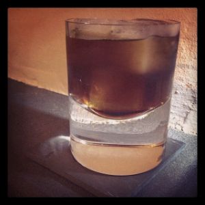 An image of the Bitter Giuseppe cocktail submitted by n0tquitethere that contains Cynar, Sweet Vermouth, Lemon, Orange Bitters and Lemon