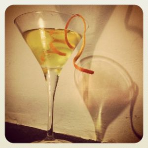 An image of the Bitter Stripper cocktail submitted by n0tquitethere that contains London Dry Gin, Bianco Vermouth, Suze, Curaçao Triple Sec and Orange