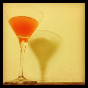 An image of the Bosc Word cocktail submitted by n0tquitethere that contains London Dry Gin, Lime, Pear Brandy and Aperol