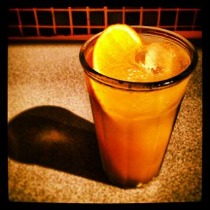 An image of the Brighton Punch cocktail submitted by n0tquitethere that contains Bourbon, Cognac, Benedictine DOM, Orange, Lemon and Soda Water