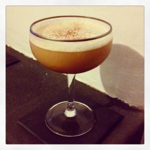 An image of the Café Arroz cocktail submitted by n0tquitethere that contains Horchata, Reposado Tequila, Coffee Liqueur and Cinnamon