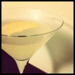 An image of the Cloister cocktail submitted by n0tquitethere that contains London Dry Gin, Yellow Chartreuse, Grapefruit, Lemon, Simple Syrup and Grapefruit