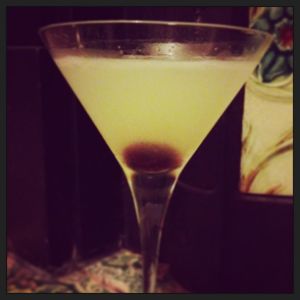 An image of the The Corpse Reviver #2 cocktail submitted by n0tquitethere that contains London Dry Gin, Curaçao Triple Sec, Cocchi Americano, Lemon, Absinthe and Cocktail Cherry