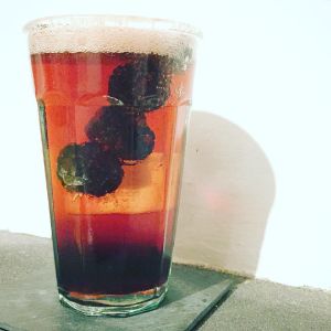 An image of the Dark & Spikey cocktail submitted by n0tquitethere that contains Ginger Ale, Blackberry Whiskey and Blackberries
