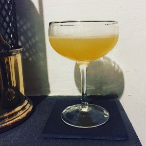 An image of the Deauville cocktail submitted by n0tquitethere that contains Brandy, Apple Brandy, Curaçao Triple Sec and Lemon