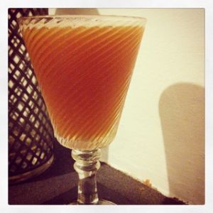 An image of the Drink One Up cocktail submitted by n0tquitethere that contains Reposado Tequila, Drambuie, Punt e Mes, Grapefruit and Lime