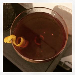 An image of the Duboudreau Cocktail cocktail submitted by n0tquitethere that contains Rye Whiskey, Dubonnet Rouge, Fernet Branca, St Germain and Lemon