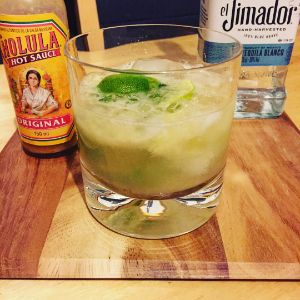 An image of the El Guapo cocktail submitted by n0tquitethere that contains Blanco Tequila, Lime, Simple Syrup and Hot Sauce