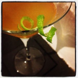 An image of the Emerald Toucan cocktail submitted by n0tquitethere that contains Reposado Tequila, Galliano L'authentico, St Germain, Lime, Angostura Bitters and Lime
