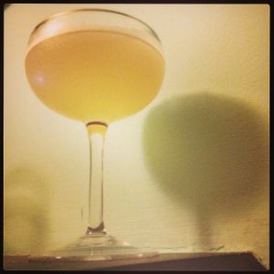 An image of the Golden Pine cocktail submitted by n0tquitethere that contains London Dry Gin, Pineapple Juice and Grand Marnier