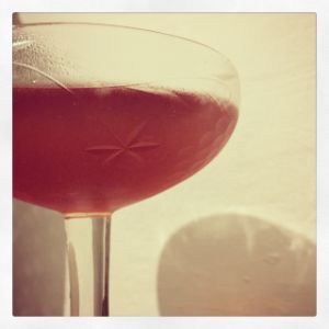 An image of the Goody-goody cocktail submitted by n0tquitethere that contains London Dry Gin, Dubonnet Rouge, Lemon and Yellow Chartreuse