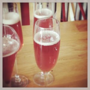An image of the Gypsy Rose cocktail submitted by n0tquitethere that contains Cherry Brandy, Sloe Gin and Sparkling Wine