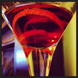 An image of the Hanky Panky cocktail submitted by n0tquitethere that contains London Dry Gin, Sweet Vermouth, Fernet Branca and Orange