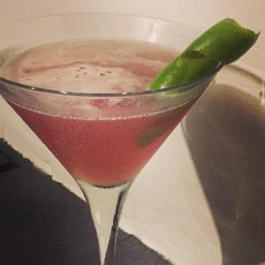 An image of the Haymaker Special cocktail submitted by n0tquitethere that contains Apple Brandy, Dubonnet Rouge, Curaçao Triple Sec, Grapefruit and Lime