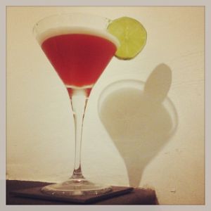 An image of the La Florida Cocktail cocktail submitted by n0tquitethere that contains Gold Rum, Lime, Crème de Cacao Blanc, Sweet Vermouth, Grenadine and Lime