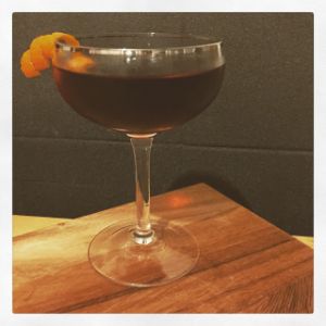 An image of the Nerina cocktail submitted by n0tquitethere that contains London Dry Gin, Amaro Meletti, Punt e Mes and Orange