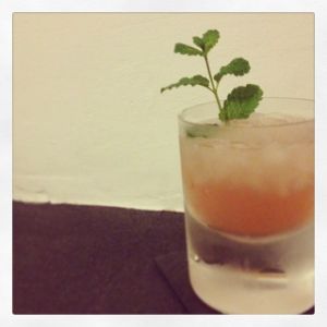 An image of the Oaxacan Dead cocktail submitted by n0tquitethere that contains Mezcal, Falernum, Apricot Brandy, Lime, Peychauds Bitters, Orange Bitters and Mint