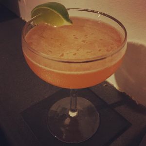 An image of the Pegu Club cocktail submitted by n0tquitethere that contains London Dry Gin, Lime, Curaçao Triple Sec, Angostura Bitters, Orange Bitters and Lime