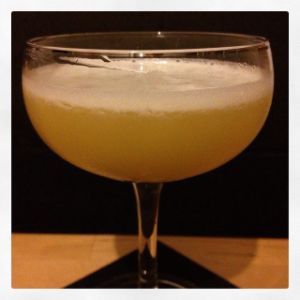 An image of the Pineapple Project cocktail submitted by n0tquitethere that contains Pineapple Juice, Green Chartreuse, Yellow Chartreuse, Single Malt Scotch, Maraschino Liqueur, Lemon and Absinthe