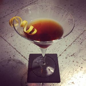 An image of the Preakness Cocktail cocktail submitted by n0tquitethere that contains Rye Whiskey, Sweet Vermouth, Benedictine DOM, Angostura Bitters and Lemon