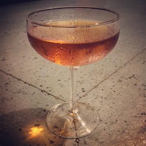 An image of the Pressure Drop cocktail submitted by n0tquitethere that contains Old Tom Gin, Amaro Meletti, Dry Vermouth, Pear Brandy and Angostura Bitters