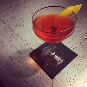 An image of the Prieure de Sion cocktail submitted by n0tquitethere that contains Cognac, St Germain, Suze, Peychauds Bitters and Lemon