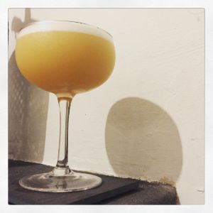 An image of the Rattle Snake cocktail submitted by n0tquitethere that contains Rye Whiskey, Lemon, Simple Syrup, Egg and Absinthe
