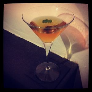 An image of the Rhum Agricot cocktail submitted by n0tquitethere that contains Agricole Rhum, Dry Vermouth, Apricot Brandy and Mint