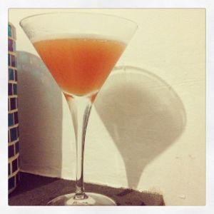 An image of the Rogano Special cocktail submitted by n0tquitethere that contains Grenadine, Peach Bitters, London Dry Gin, Dry Vermouth, Orange and Grand Marnier