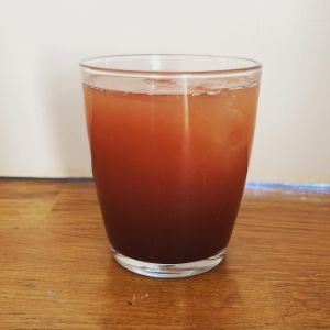 An image of the Scrapyard Healer cocktail submitted by n0tquitethere that contains Ginger Ale, London Dry Gin, Brandy, Cherry Brandy and Port