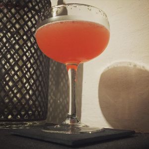 An image of the Sideways in Reverse cocktail submitted by n0tquitethere that contains Apple Brandy, Turin Bitters, St Germain and Lime