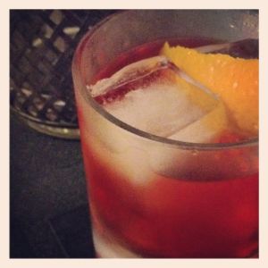 An image of the Smokey Negroni cocktail submitted by n0tquitethere that contains London Dry Gin, Turin Bitters, Sweet Vermouth and Mezcal