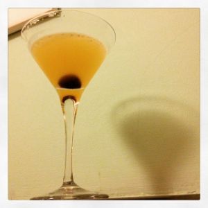 An image of the The Gloucester cocktail submitted by n0tquitethere that contains Blended Scotch, Drambuie, Orange and Cocktail Cherry