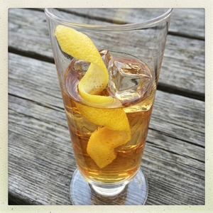 An image of the The Horses Neck cocktail submitted by Toby that contains Bourbon, Angostura Bitters, Ginger Ale and Lemon
