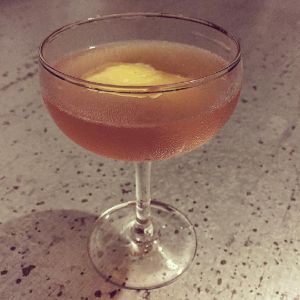 An image of the The Old (Barbara) West cocktail submitted by n0tquitethere that contains Old Tom Gin, Amontillado Sherry, Lemon, Amaro Meletti, Simple Syrup, Angostura Bitters, Salt and Lemon
