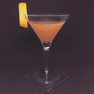 An image of the There Will Be Blood cocktail submitted by n0tquitethere that contains Bourbon, Crème de Cacao Blanc, Blood Orange and Blood Orange