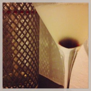 An image of the Weekly Special cocktail submitted by n0tquitethere that contains Grapefruit, London Dry Gin, Maraschino Liqueur, Kümmel and Cocktail Cherry