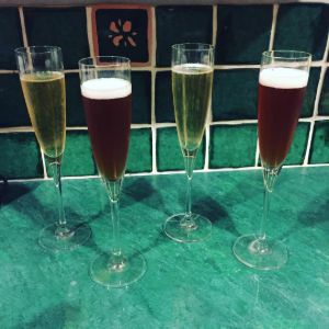 An image of the Well Baked Tart cocktail submitted by Toby that contains Cherry Brandy, Amaretto and Champagne