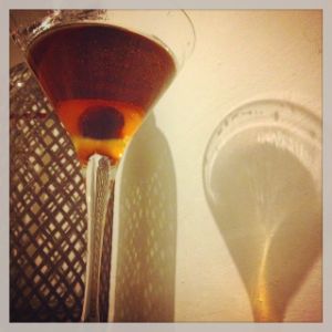 An image of the Whiddy Island cocktail submitted by n0tquitethere that contains Red Breast 12 Year Old, Sweet Vermouth, The Bitter Truth Jerry Thomas' Own Decanter Bitter and Cocktail Cherry