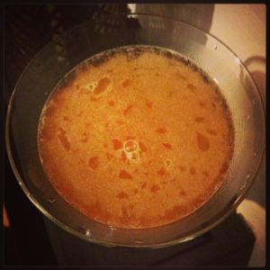 An image of the Winter cocktail submitted by n0tquitethere that contains Gold Rum, Lime, Simple Syrup, Ginger Liqueur, Allspice Dram and Angostura Bitters